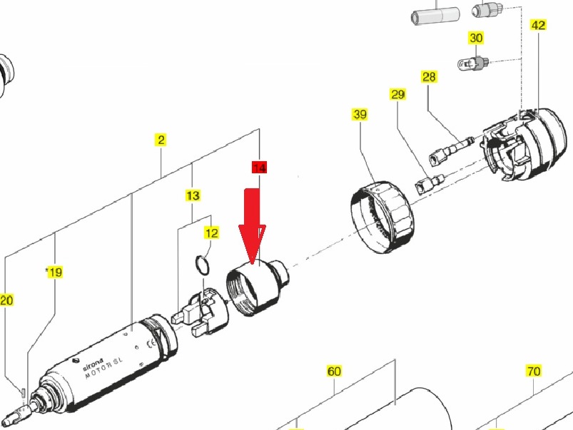Корпус щеткодержателя для микромотора Sirona SL/SL ISO арт. 5942875