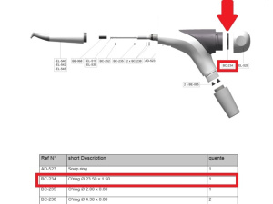 Кольцо уплотн. (23.5*1.5) EMS Air Flow Handy 3 (камеры порошка) арт. BC-234