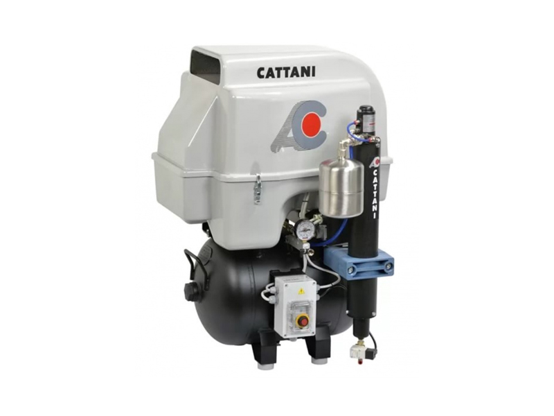 Компрессор Cattani на 2 установки, 2 цилиндра, с осушителем (с пластиковым кожухом)