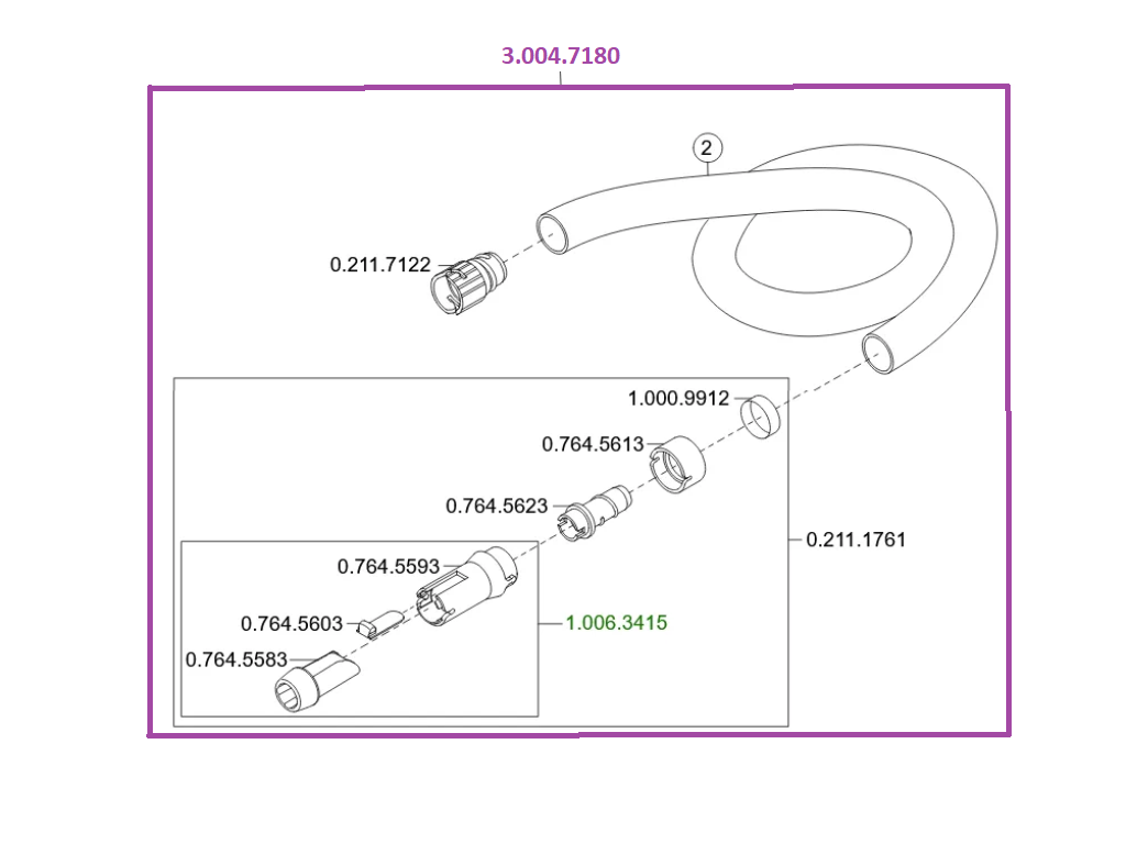 Шланг пылесоса в сборе для KaVo ESTETICA E50/E70/E80/Primus 1058 арт. 3.004.7180