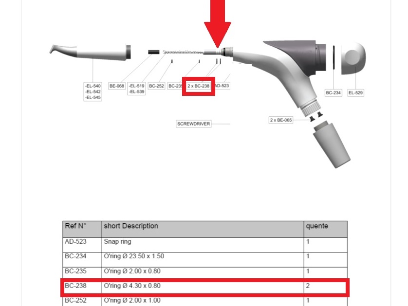Кольцо уплотн. (4.30*0.80) EMS Air Flow Handy 3 арт. BC-238